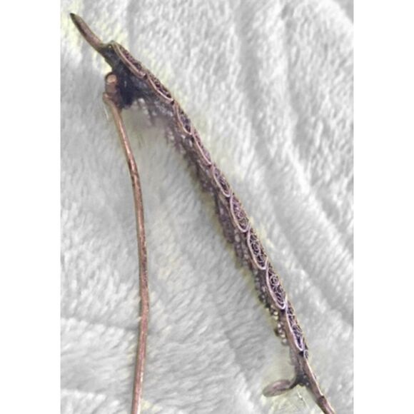 Silver Antique Feather Pin Pre-925 - Picture 4 of 4